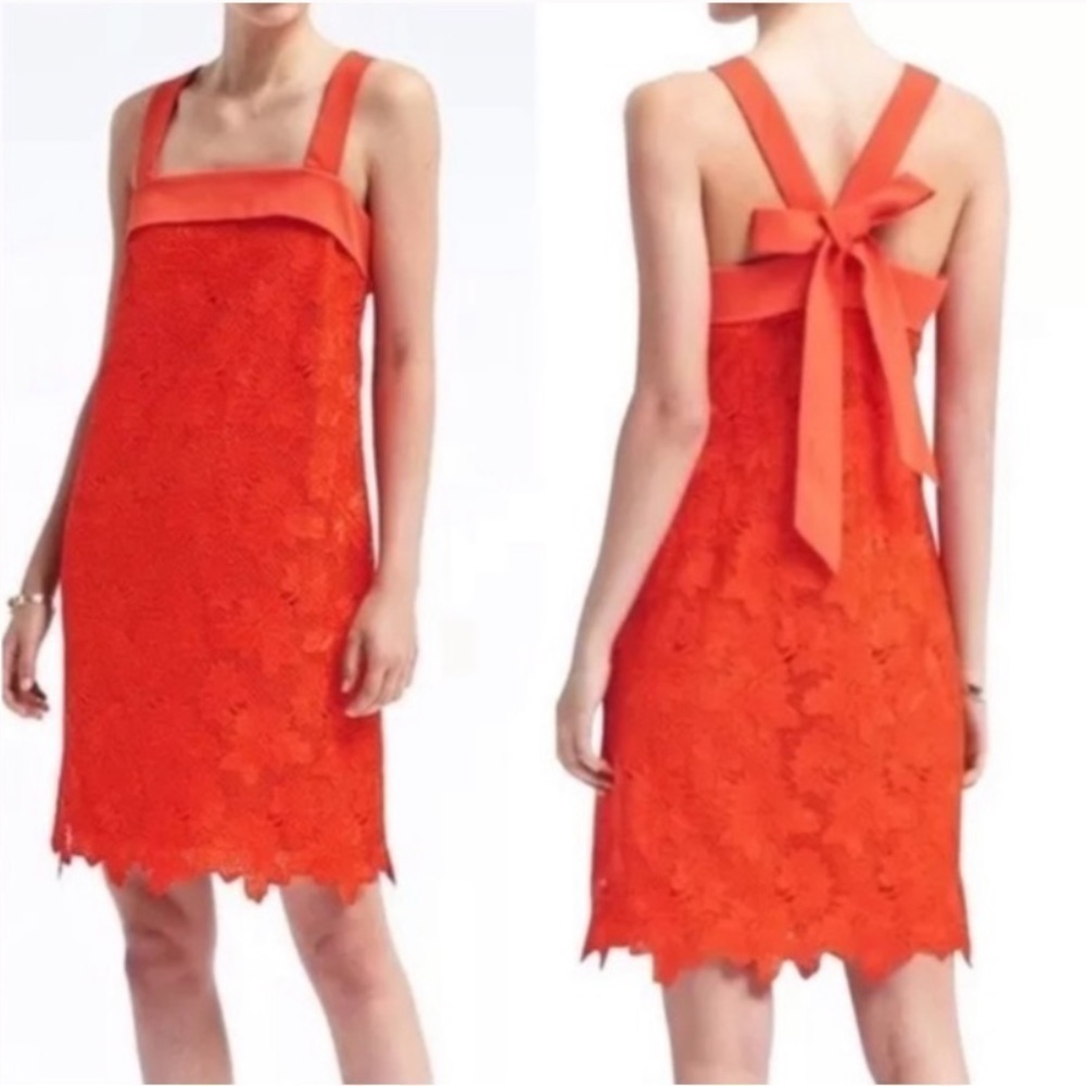 Banana Republic NWT Lace Back Bow Statement Cocktail Dress Size 8